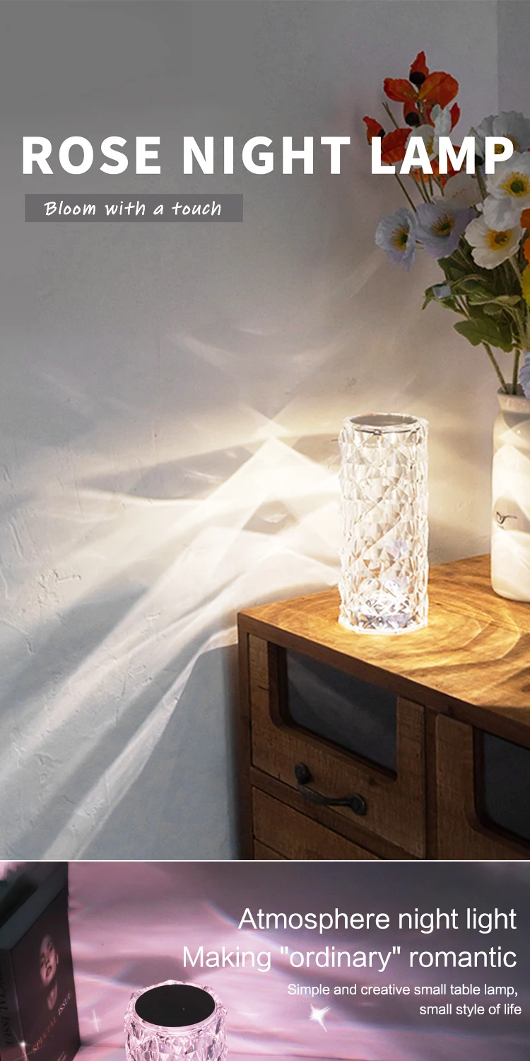 Touch Control Cordless Crystal Led Lamp Rgb Color Changing Rose Crystal Light Lamp Buy Crystal