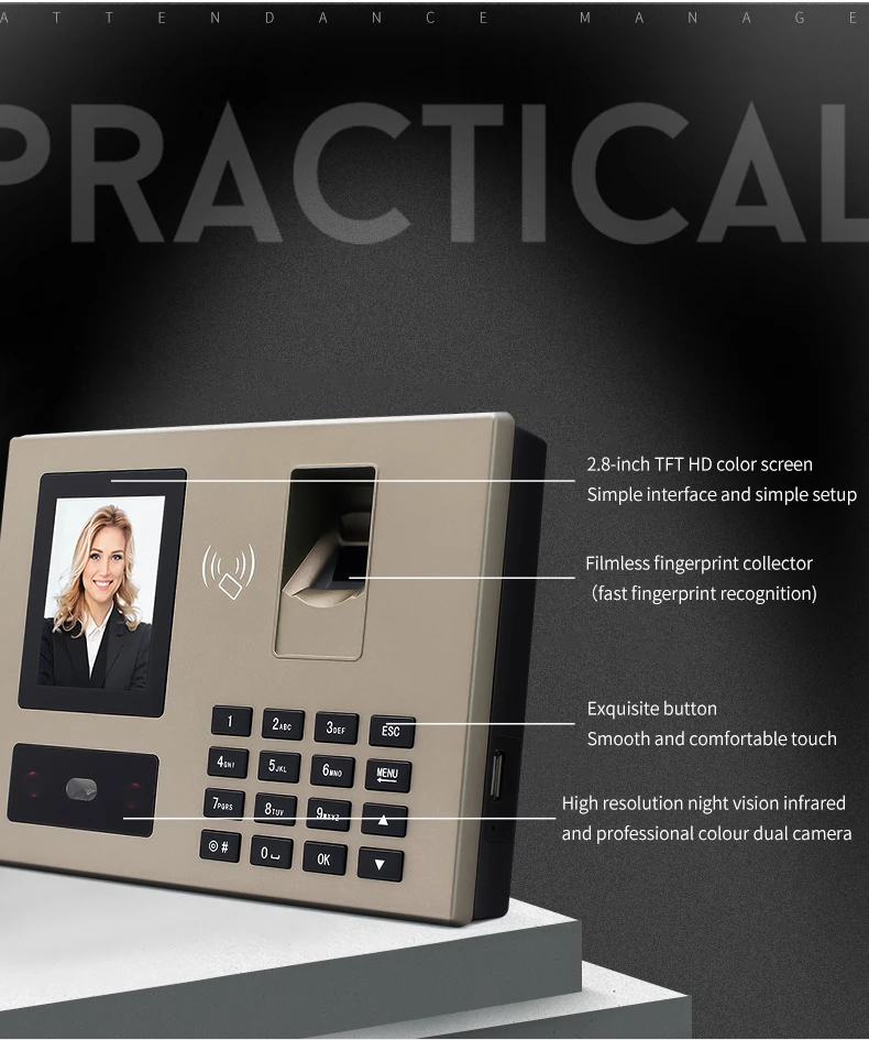 Web Biometric Real Time Clock Fingerprint Attendance Face Fingerprint ID Card Attendance Machine Access Control System with SDK