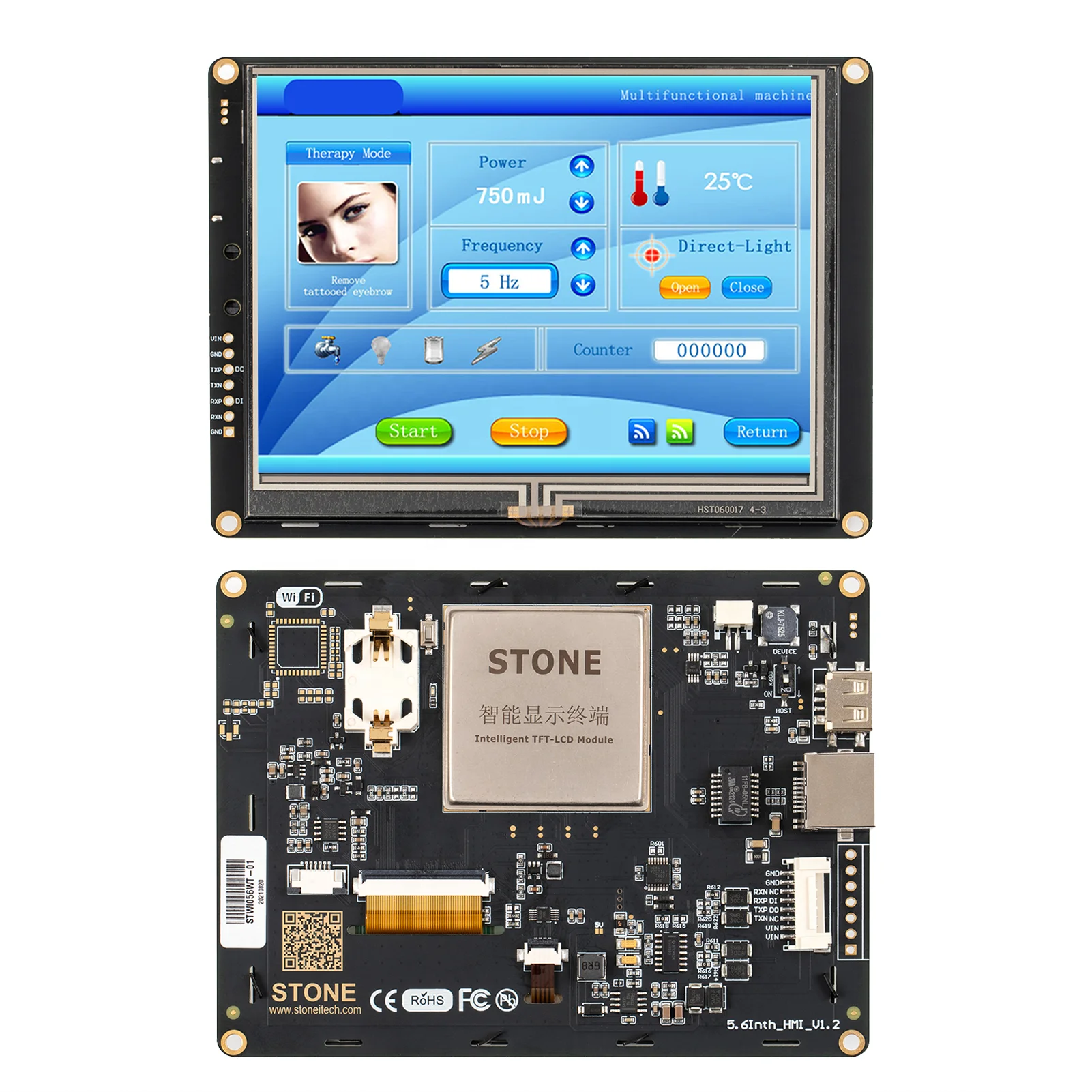 5.6 inch LCD display with TFT touch screen and RS232/485/TTL UART port ...