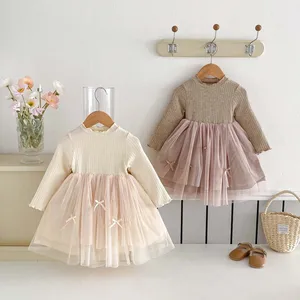Girls Baby Dresses Spring and Autumn New Fashion Style Baby Girl Mesh Skirt Bottoming Long-sleeved Princess Gauze Dress