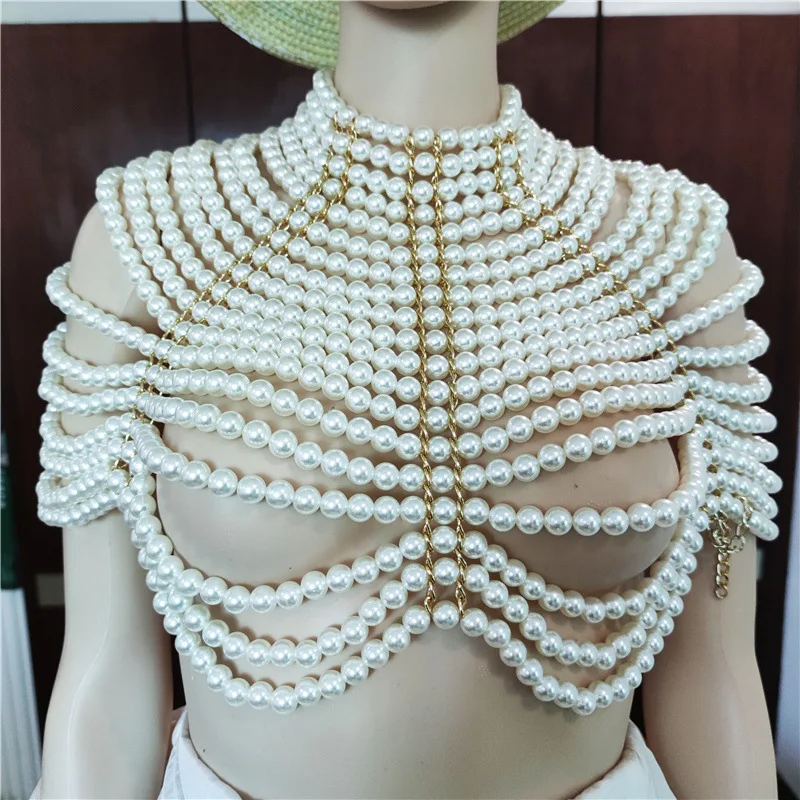 New Arrival  Women's Casual Sexy Acrylic Pearl Beaded Crop Tank Tops Ladies Fall Clothing Fashion 2021