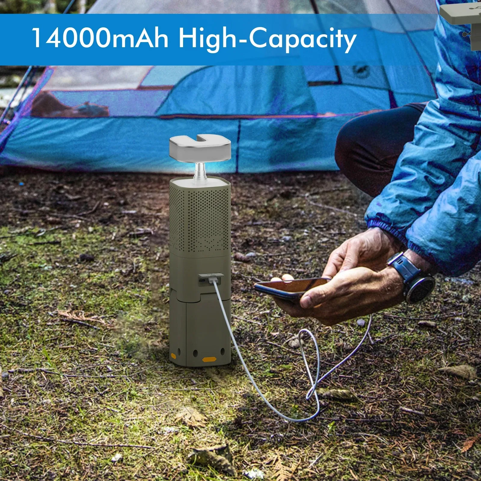 キャンプ用ランタン 14000mAh 充電式 伸縮式照明 磁気スタンド付き