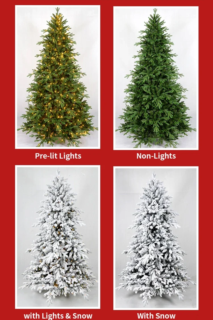 Christmas Flocked Hinged Tree Pe+pvc Christmas Tree Factory Directly