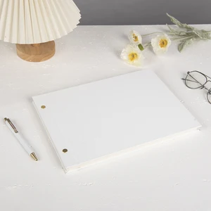 Premium A4 Size Hardcover Linen Wedding Guest Book Journal PVC Cover Blank Pages for Capturing Special Moments Guests' Messages