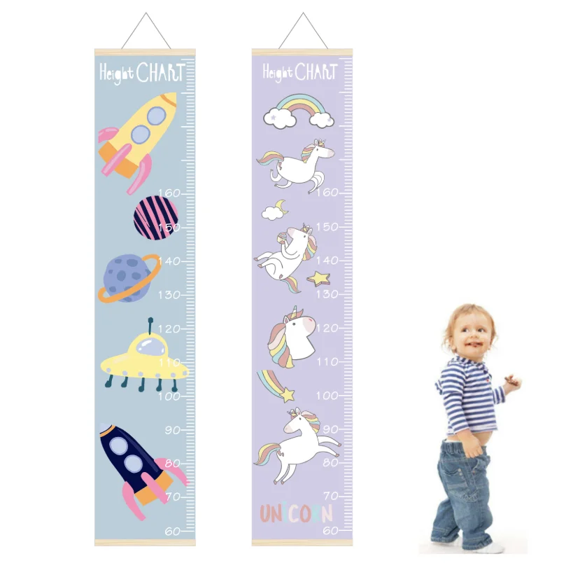 Classical Canvas Wall Hanging Rulers for Baby Children Boys Girls Bedroom Home Decor HomeEvolution Kids Growth Chart Height Measuring Chart 