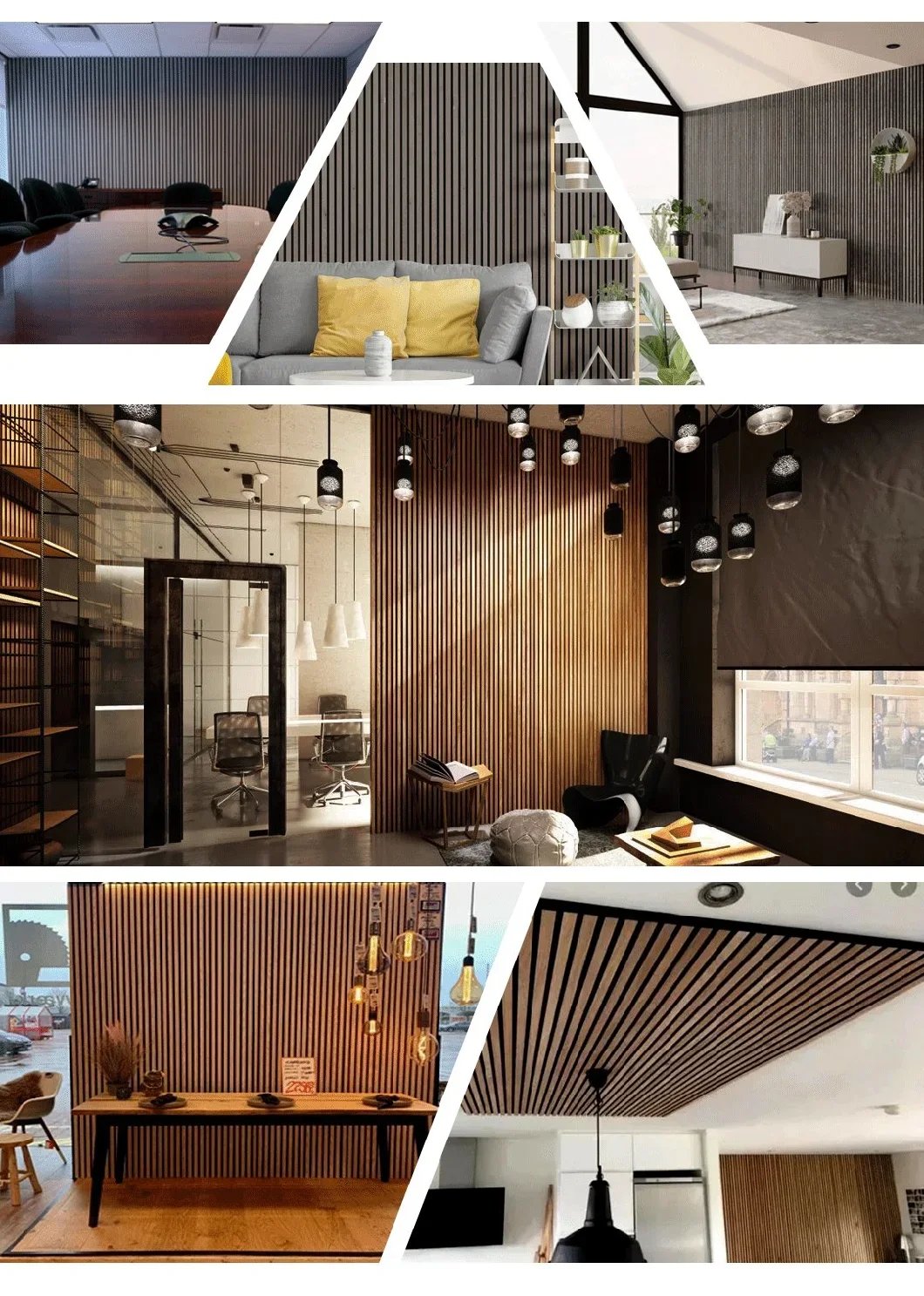 View of Wood Grain Decor Acoustic Panels for Studio & Living Room