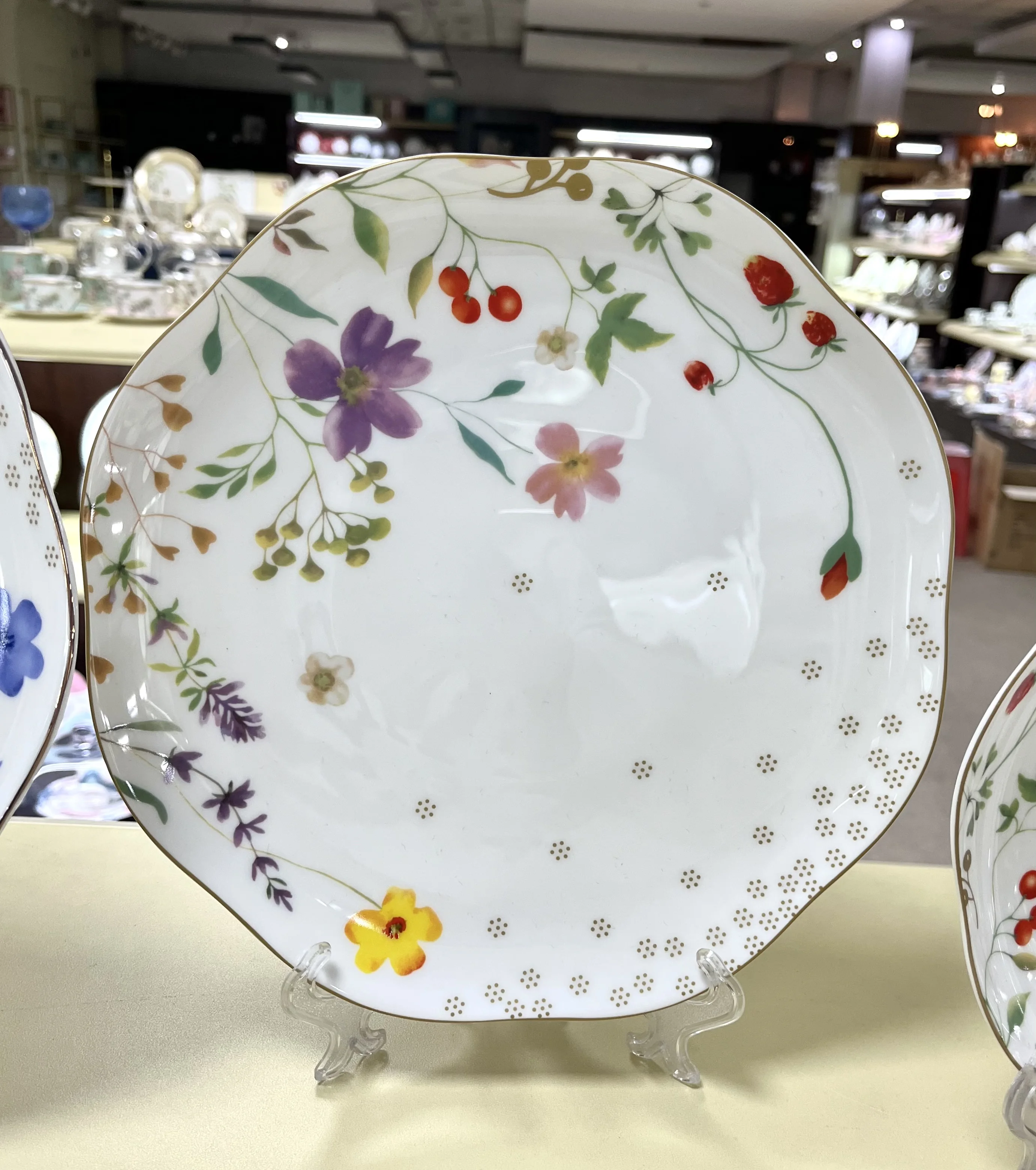 Porcelain Floral Plates 8 inch Royal Dessert Plates, Appetizer Plates, Floral Plates, Salad Plates Small Dishes, Dinnerware