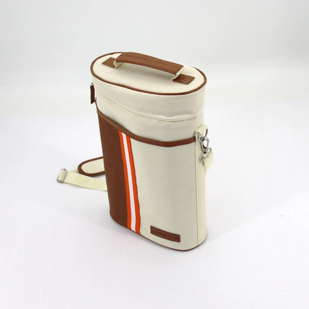 BSCI Customized 2 Bottle Wine Gift Carrier Bag Soft Side Insulated Padded Wine Carrying Cooling Bag