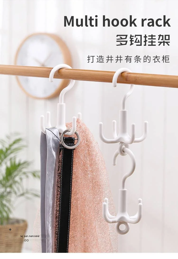 Four-claw rotary novelty hooks no-punch bag Tie scarf coat and hat hanger 5kg bearing plastic storage novelty hooks factory