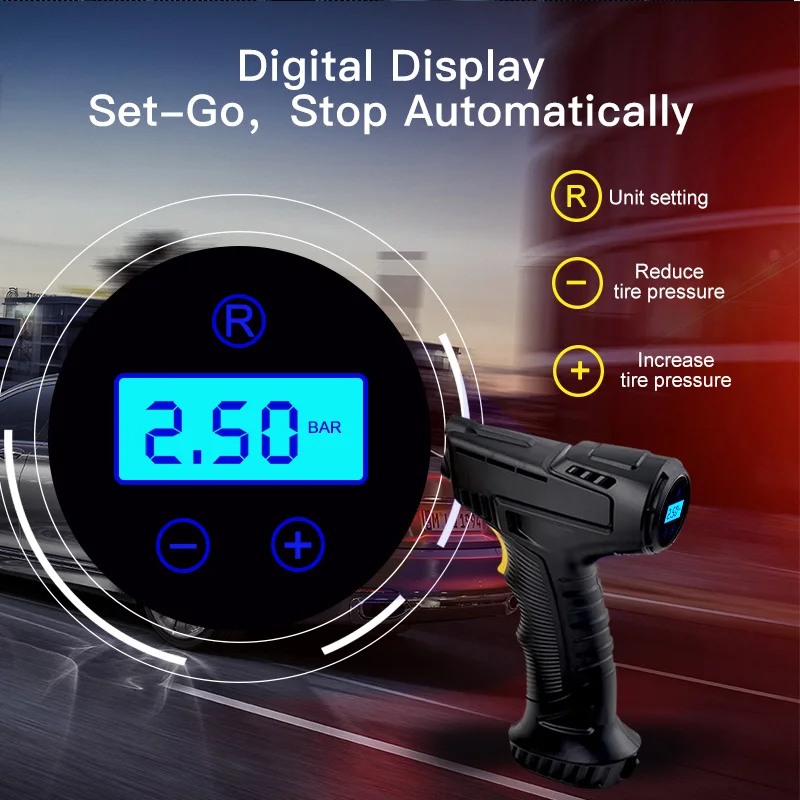 3665 Rechargeable Cordless Portable 12v Electric Mini Tire Inflator ...