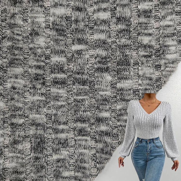 New Style Knit Ribbed Fabric , Customized Colors Stretch Rayon Polyester Brushed Rib Fabric for Sale/