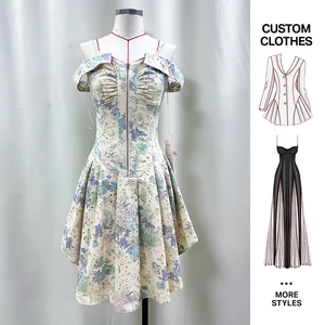 Custom New Design High Quality Floral French Court Suspender Summer Vintage Chic Chiffon Bohemian Print Elegant Casual Dress