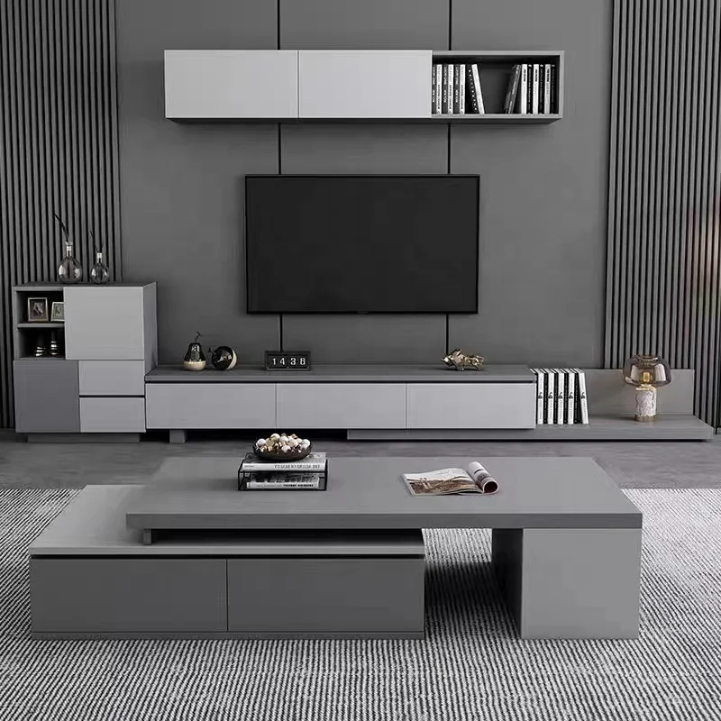 Wooden  Living Room Home Furniture Set Luxury Tv Unit White Tv Stand Side Center Coffee Table
