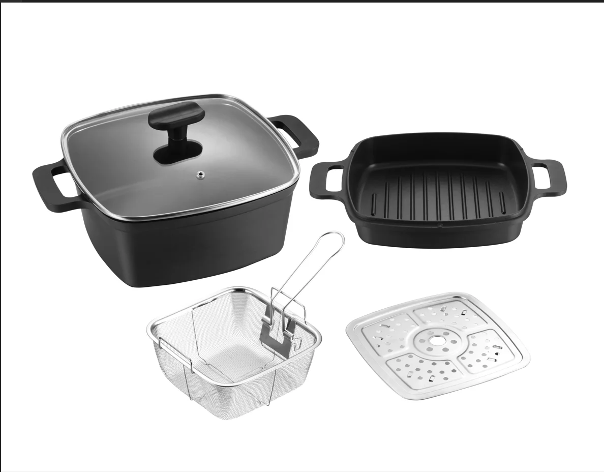 Large Volume Stockpot Stackable 5PCS Aluminum Cookware Set Cooking Hot Pot Multifunctional Kitchenware