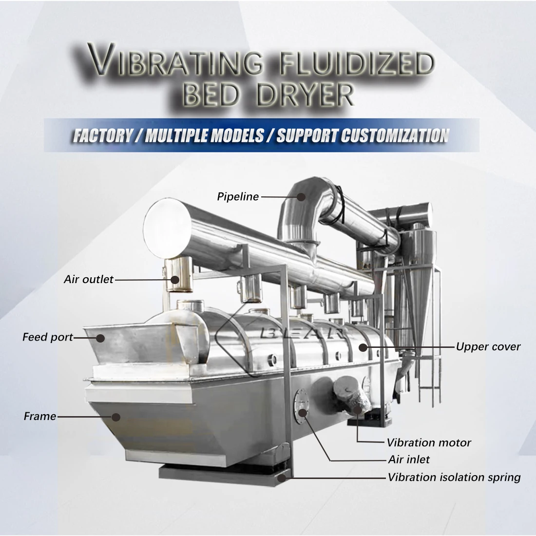 Spices and Condiments Vibrating Fluidized Bed MSG White Sugar Vibrating Fluidized Bed Salt Dryer