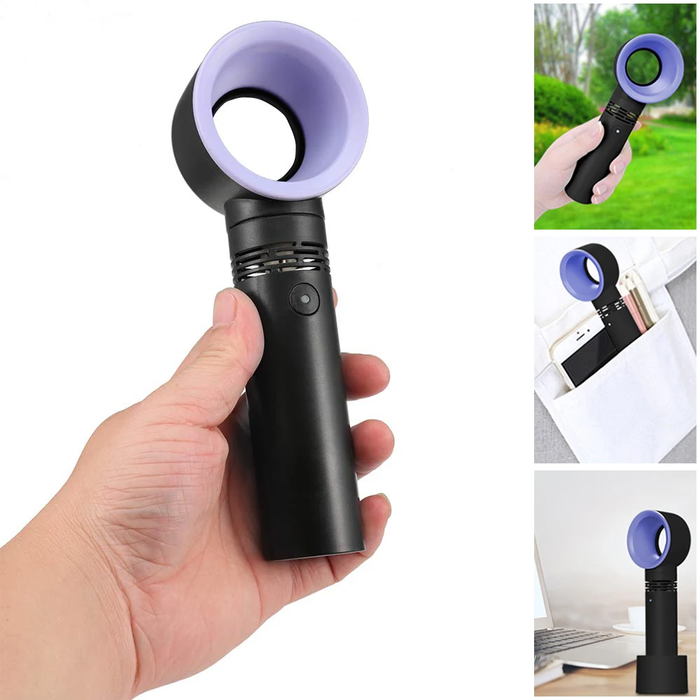 Mini Personal Safety USB Rechargeable Fast Air Cooling Bladeless Portable Electric Hand Held Handheld Fan for Home Outdoor Kid