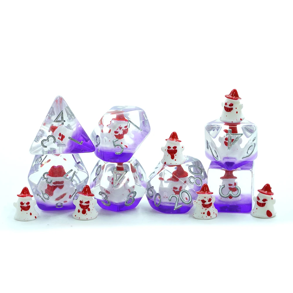 Díreach Déanta 7-Piece Résin Polyhedral Dice Set 16mm Bogg Corr Leathadh Airgeadail do Bhord Cluichí