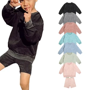 Competitive Price Spring Long Sleeve Crew Neck Elastic Waistband Customized Design Causal Kids Clothing Set