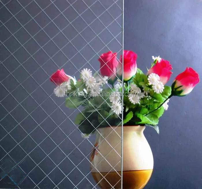 Building Door Clear Colored Nashiji Pattern 6mm Thickness Wire Reinforced Glass