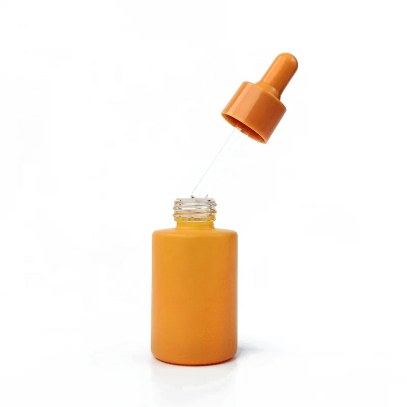 Essential Oil Dropper Glass Bottle 1oz Flat Shoulder 30ml Serum Dropper Bottle With Colorful Cap for Hail Oil Packing