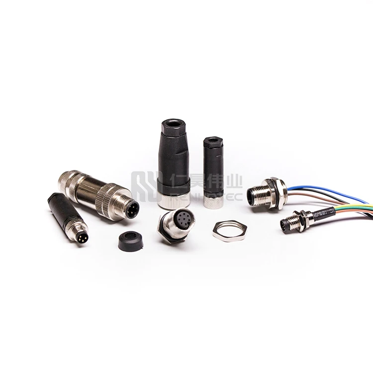 Metal M12 Connector 5 Pin with Shielding IP67 IP68 Industrial Male Female Waterproof Power Screw Straight Cable Sensor Assembly