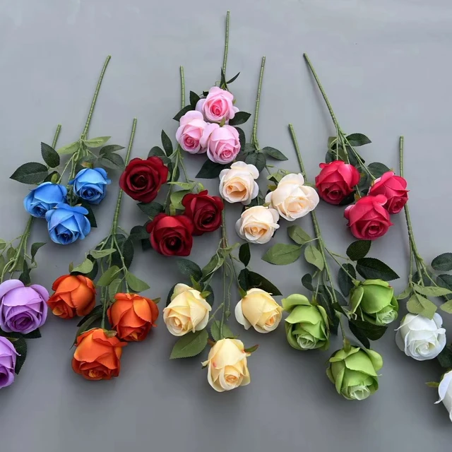 High Quality Valentine's Day Gift 3 Artificial Flowers Sweetheart Roses Artificial Flowers Wedding Home Decoration