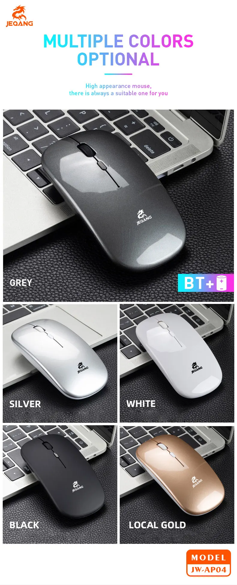 Jeqang Portable  Optical Mouse Mini Gaming Mouse with Battery Power for Laptop/Office Use in Stock
