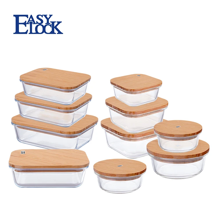 2022 Eco Premium Wood Glass Meal Prep Bento Lunch Box Food Storage