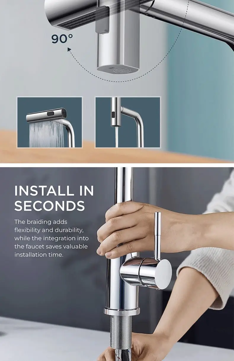 china manufacturer modern design types hot cold mixer faucet 304 sus stainless steel pull out water tap kitchen sink faucet tap