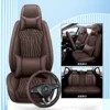 Marrón 5 plazas + almohadas para el cuello + lumbares + funda para volante