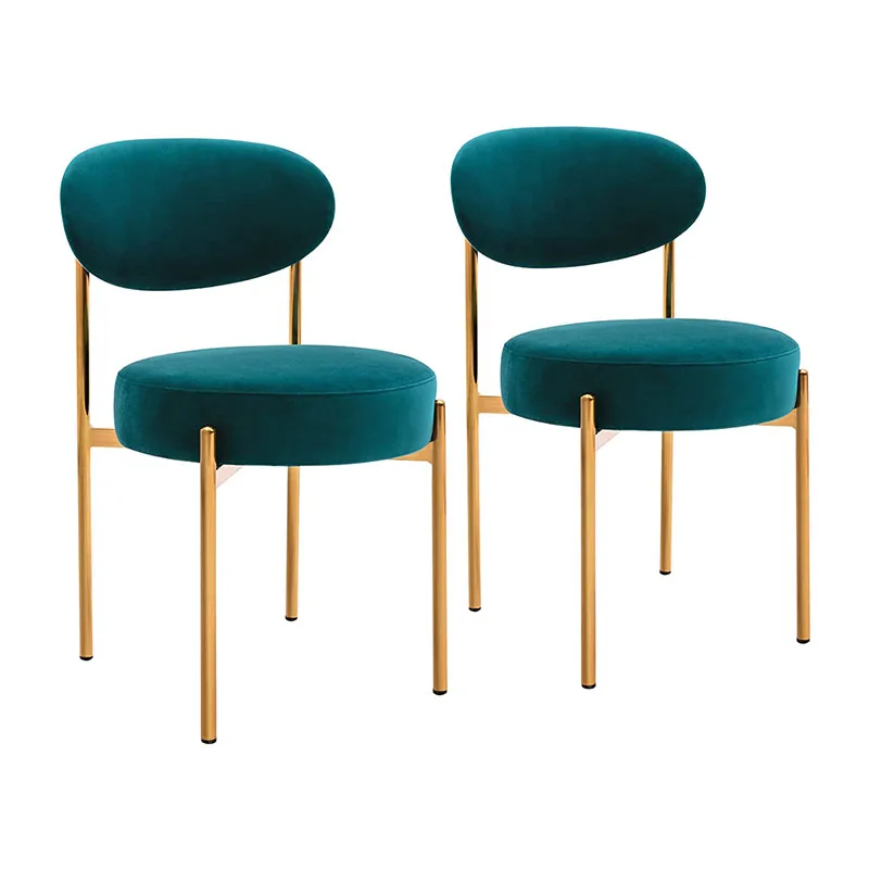 Blue High Back Dining Chair Teal With Metal Legs Modern Hotel