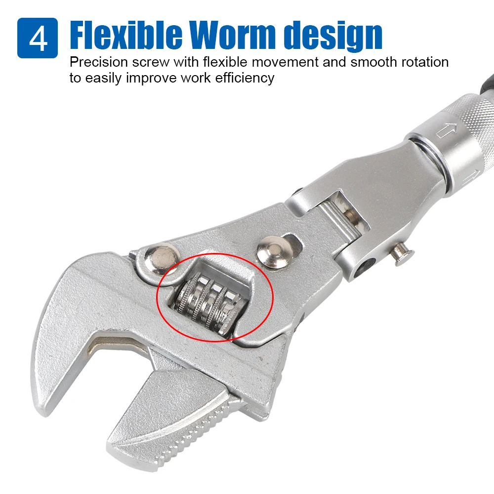 Flexible 10 Inches Chrome Vanadium Steel Metric Ratchet Wrench Handtools