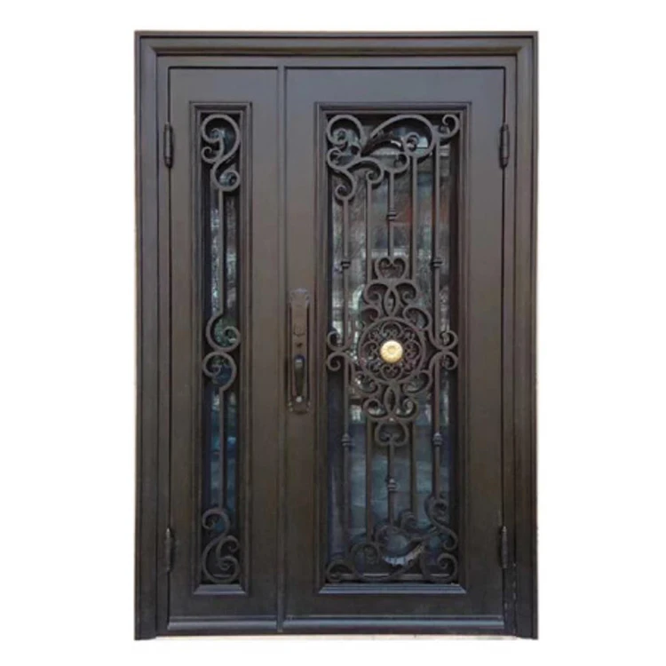 ABYAT One Big and One Small Entrance Door Exterior Front Doors Wrought Iron Door for Home