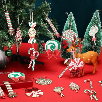 Wholesale Christmas Candy Lollipop Ornaments Set Xmas Candy Cane Pine Cone Hanging Pendant Christmas Ornament Decorations