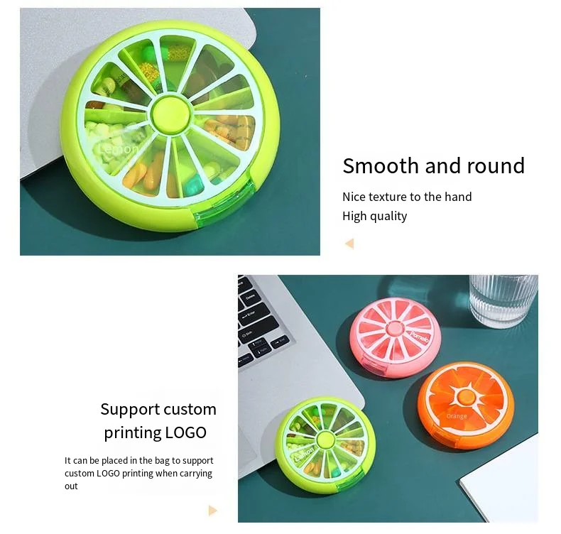 Seven-cell pill box portable one-week dispenser pill box Dust-proof moisture-proof travel storage box Pill cutter mini details