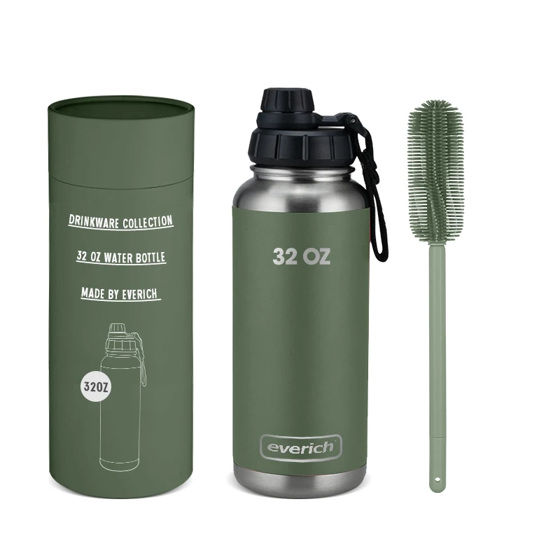 Keep Cold 24H Custom Logo Double Wall Vacuum 32OZ Stainless Steel Insulated Water Bottles with Spout Lid