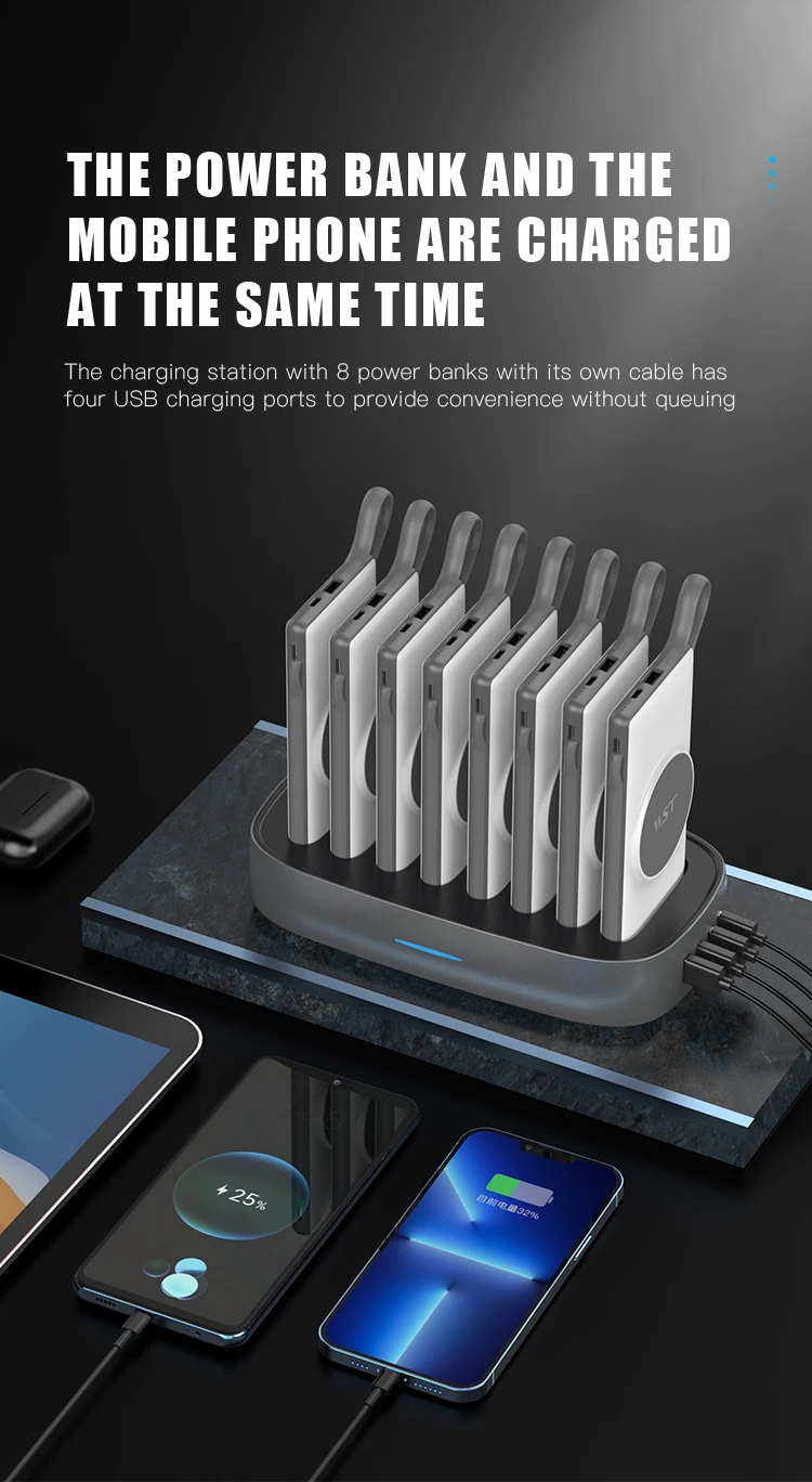 WST New Trending 10000mah Sharing Magnetic Wireless Charging Power Bank Station Portable Charger for Business and Home