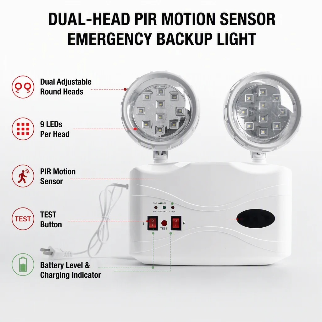 商用可充电双头 LED 应急灯 IP20 天花板壁挂式仓库办公室消防应急照明灯