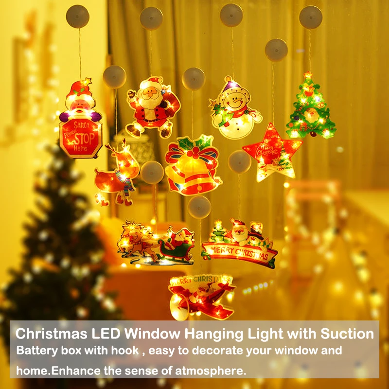 Christmas Window Decorations Sucker Hanging Lights Shops Led Small