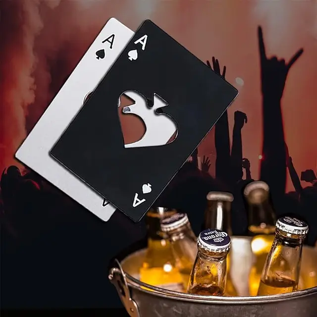 Credit Card Size Cap Opener Ace Of Spades Bottle Opener, Portable Stainless Steel Can Opener