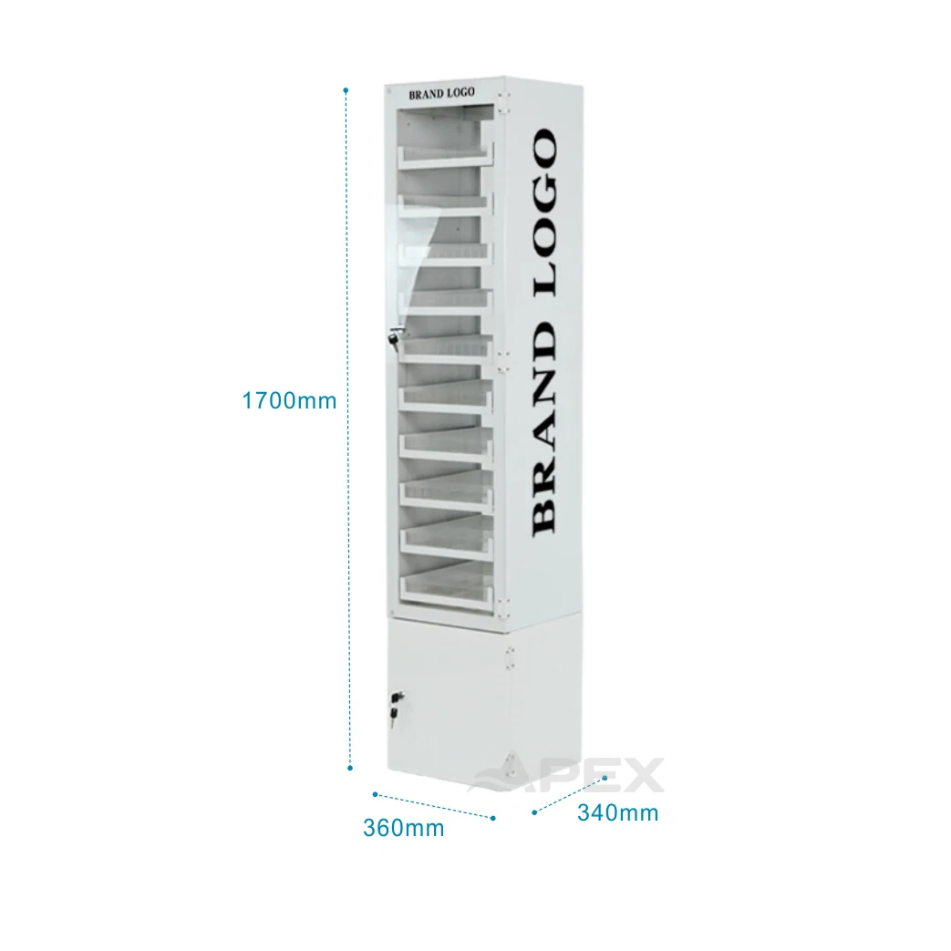 APEX 10 Tiers Metal Display LED Acrylic Cabinet - Secure & Stylish