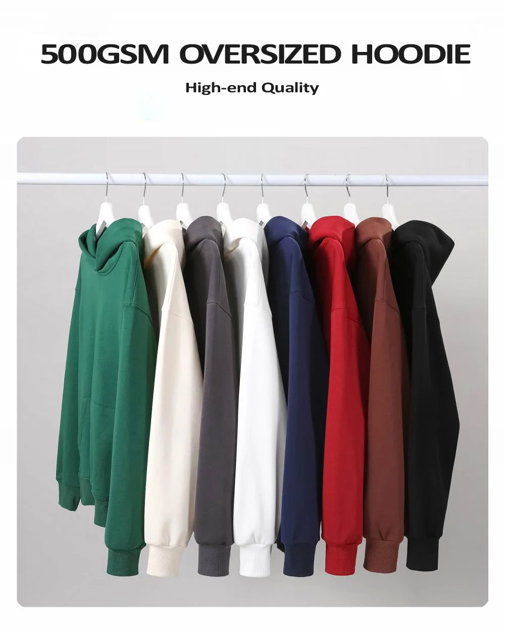 500gsm Heavyweight Oversized Blank Thick Sweatshirts Fleece Custom Puff ...