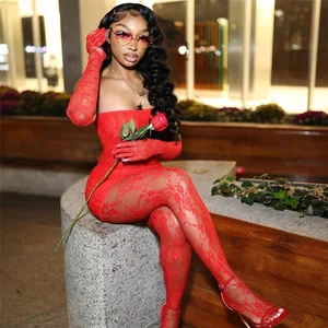 Valentine's Day Red Sexy Dress with Lace Leggings Set XL Nightgowns for Women Fabric Printed Patterns