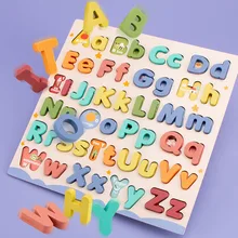 COMMIKI Wooden Puzzles For Toddlers Alphabet Puzzle 2in1 Montessori Matching Game Jigsaw Letter Cognitive Pairing Puzzle Board