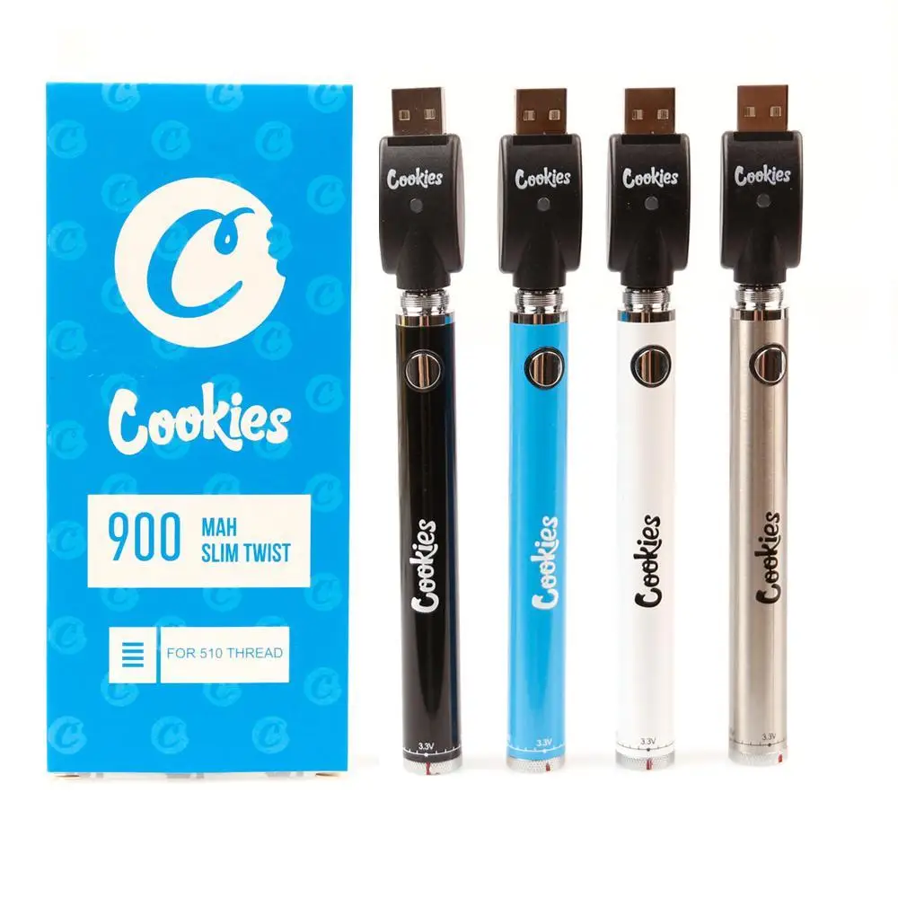 510 Tensão ajustável de bateria de biscoito de rosca Cookies Twist Cbd Pré-aquecimento Vapes Pen Battery