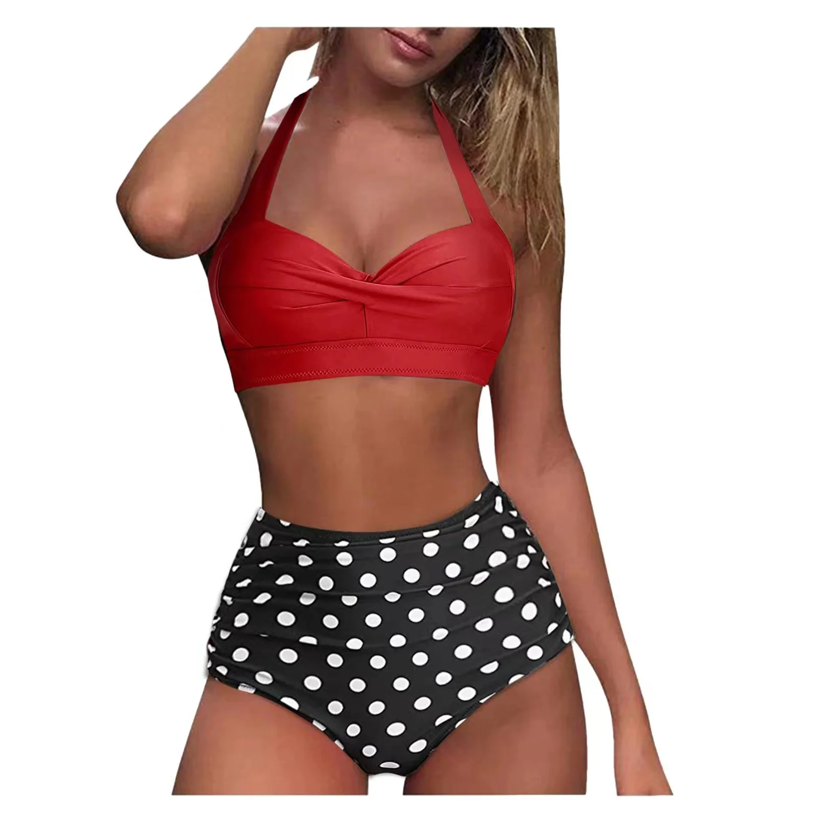 2022 Hot Sale  Fashion Solid Plus Large  Print Women's Beach Bikini Swimsuit Wholesale Bathing Suits