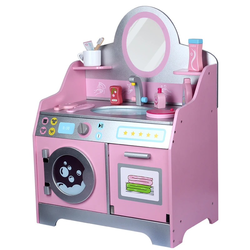 The Pink Washing Table Washing Machine Pretend Play Toy Wooden Toys for  Girls