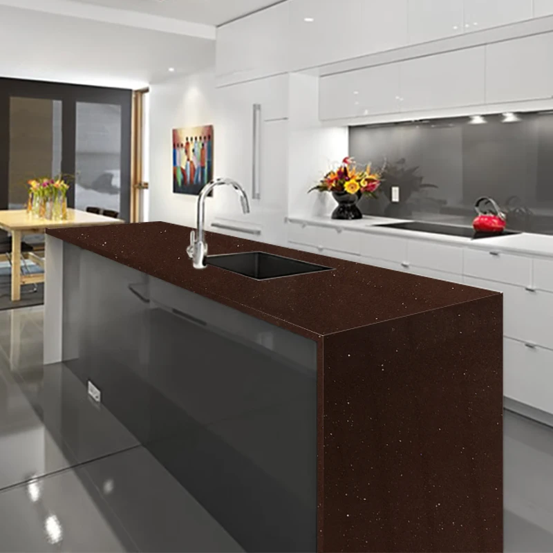 ShanDong Huifeng Granite acrylic kitchen solid surface countertops brown kitchen island kitchen worktops