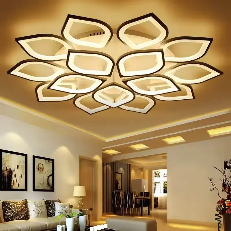 Nordic Light Luxury Led Ceiling Lamp for Aisle Dining Room Acrylic Multiple Heads Petal Lampshade Suitable Bedroom Furniture