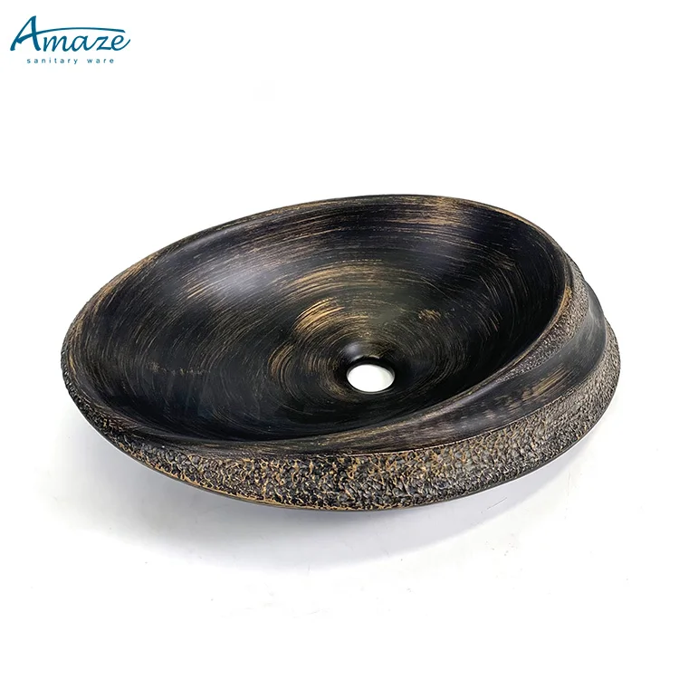 Hotel good quality luxury ceramic washbasin oval marble design bathroom sink hand wash basin details